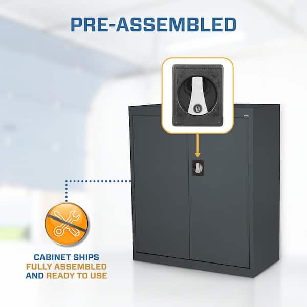 Elite Series 36 in. W x 36 in. H x 18 in. D 22-Gauge 3-Shelf Steel Freestanding  Garage Storage Cabinet in Charcoal