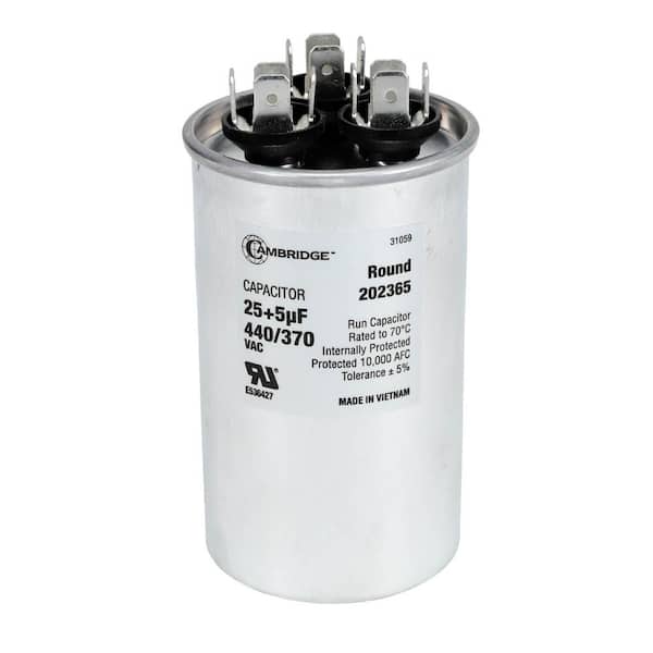 1.97 in. x 1.97 in. x 3.35 in. Aluminum 25 Plus 5 MFD 440-Volt/370-Volt Dual Round Run Capacitor (1-Pack)