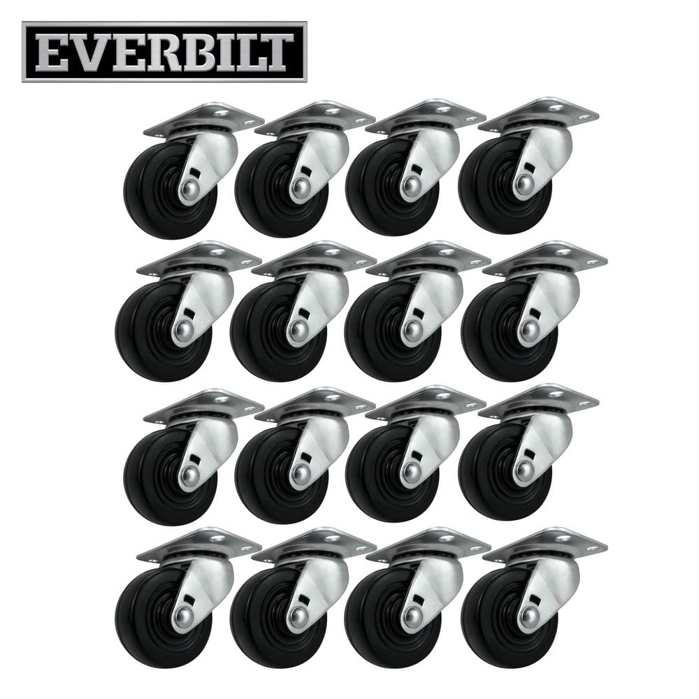2 in. Black Soft Rubber and Steel Swivel Plate Casters with 90 lbs. Load Rating 16 Pack price history on PriceWatchPro