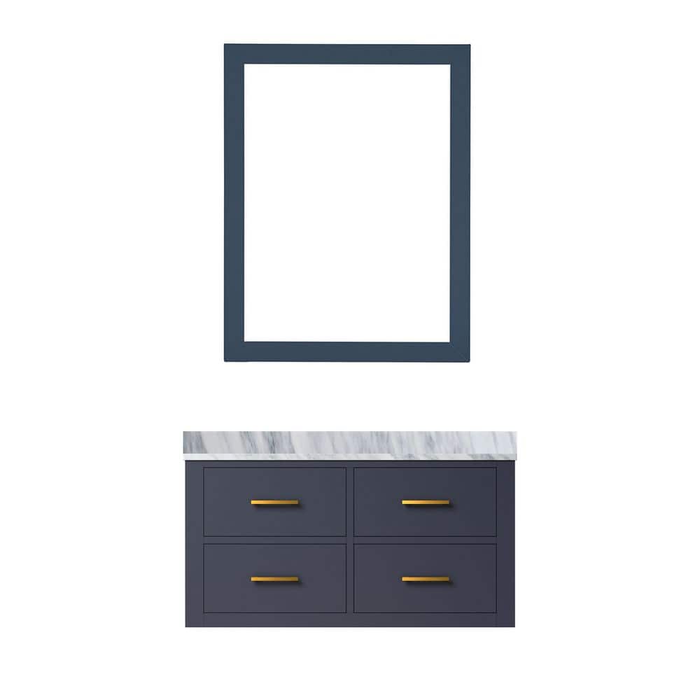 Sherman 36 in. W x 22 in. D Blue Single Bath Vanity with Carrara Marble Top and 34 in. Mirror price history on PriceWatchPro