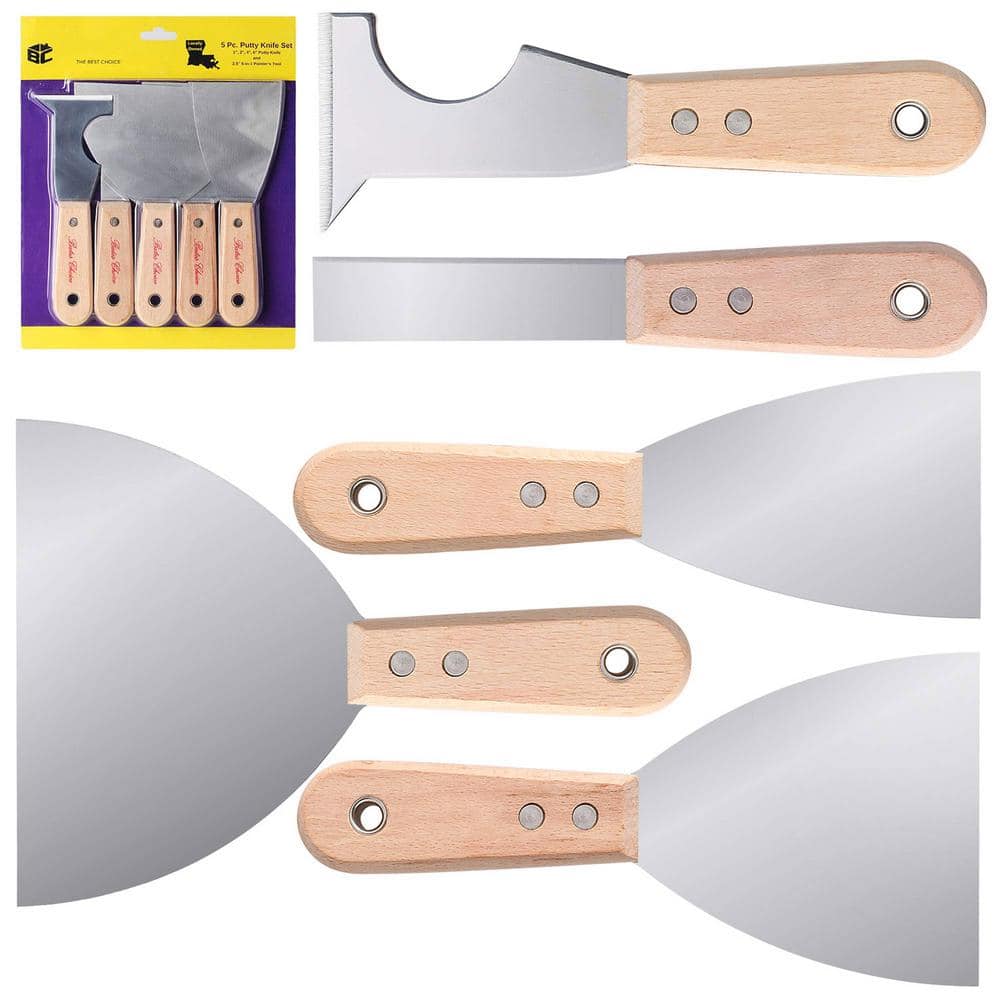 Dracelo 4-Pack Putty Knife & Laminate Wall Texture Cheat Sheet Bundle, (2, 3, 4, 5 inch) Stainless Steel Scrapers