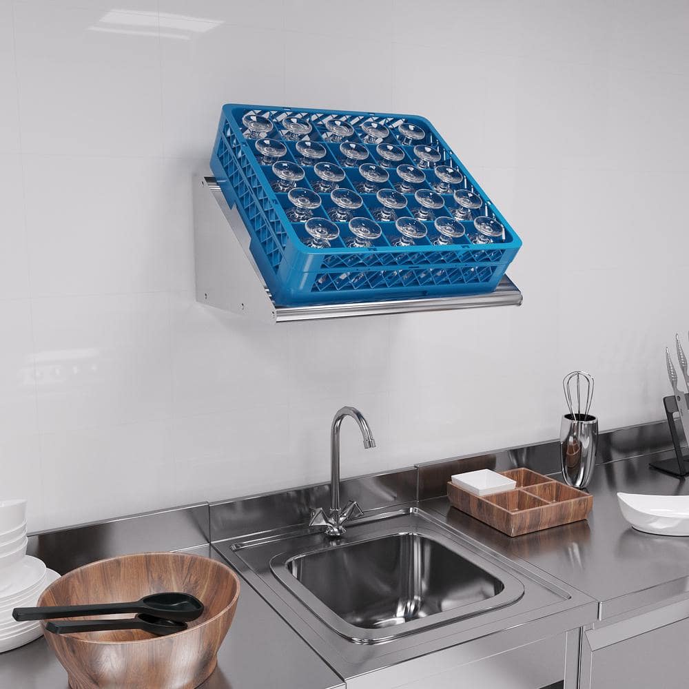 22-Inch Stainless Steel Wall-Mounted Tubular Glass Rack Shelf