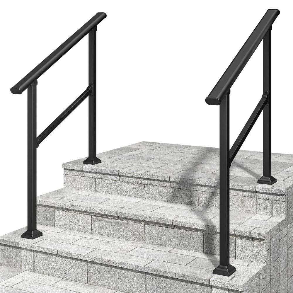 24 Inch High Railing WRIGHTMASTER 24 in. H x 36 in. W Black Carbon Steel Stair Railing Kit ...