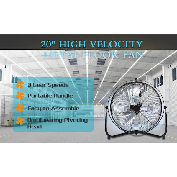 Costway 20''High Velocity Floor Fan Heavy Duty Industrial Floor Fan with 3  Wind Speeds