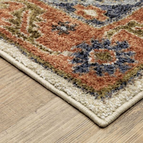Gia 10 ft. x 13 ft. Rust/Blue Oriental Area Rug