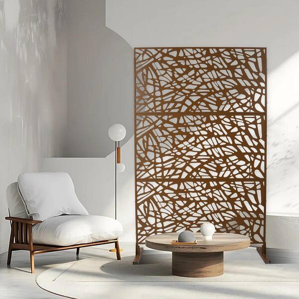 ビーチフェンス　コンランショップ 4 ft. x 6.3 ft. Brown Steel Outdoor Privacy Screen Freestanding