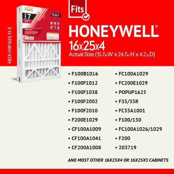 16 in. x 25 in. x 4 in. Honeywell Replacement Pleated Air Filter FPR 7, MERV 11