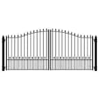Munich Style 18 ft. x 6 ft. Black Steel Dual Driveway Fence Gate