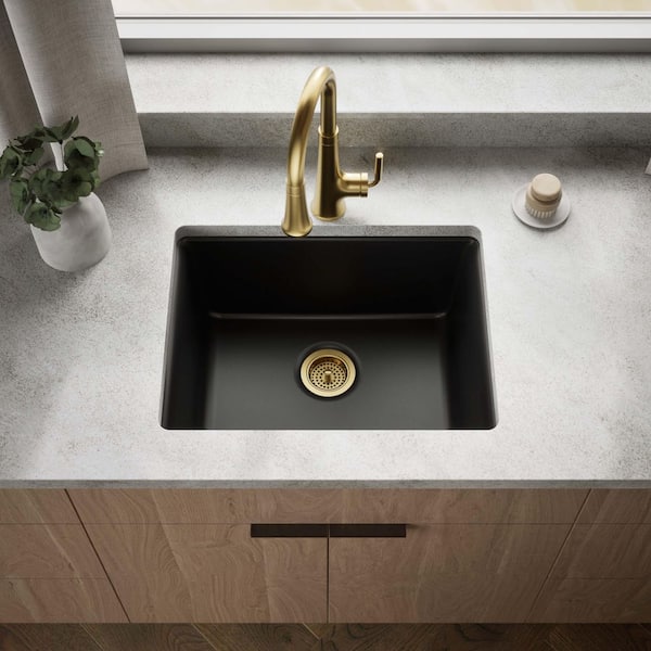 Kennon Drop-In Neoroc Granite Composite 25 in. 1-Hole Single Bowl Kitchen Sink in Matte Black