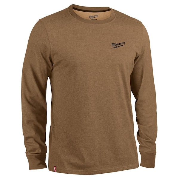 Milwaukee Men's Medium Brown Cotton/Polyester Long Sleeve Hybrid