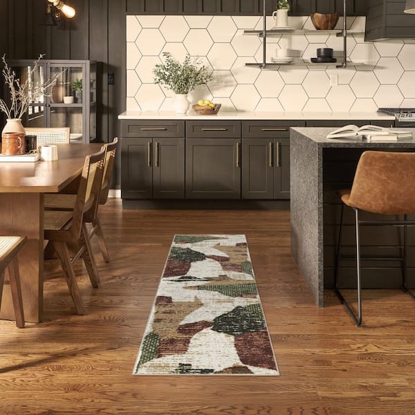 Nordic Beige Multi 2 ft. x 6 ft. Abstract Contemporary Runner Area Rug