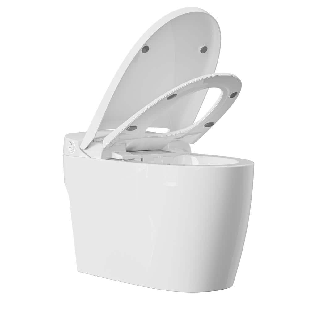 1-Piece Smart Toilet 1.28 GPF Single Flush Elongated Toilet Bidet in White 
