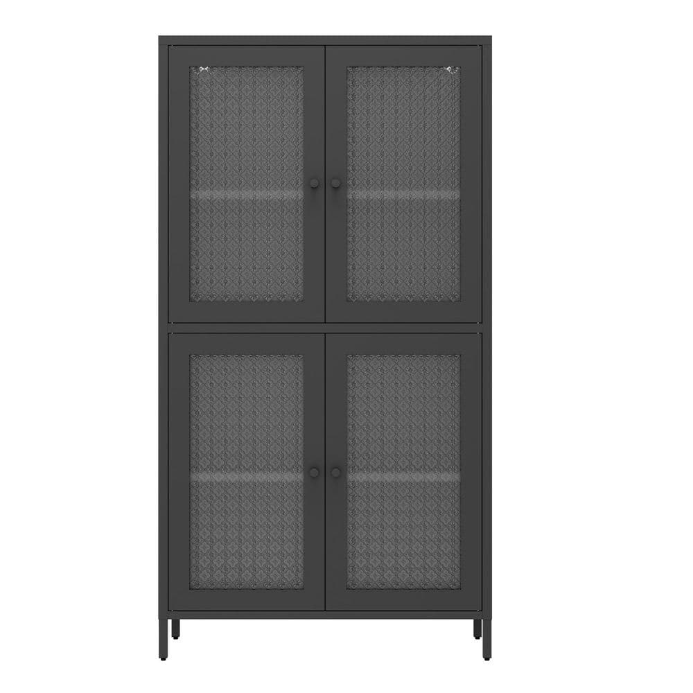 13 in. W x 31 in. D x 59 in. H Black Steel Freestanding Linen Cabinet with 4-Glass Doors and 4-Shelves in Black price history on PriceWatchPro