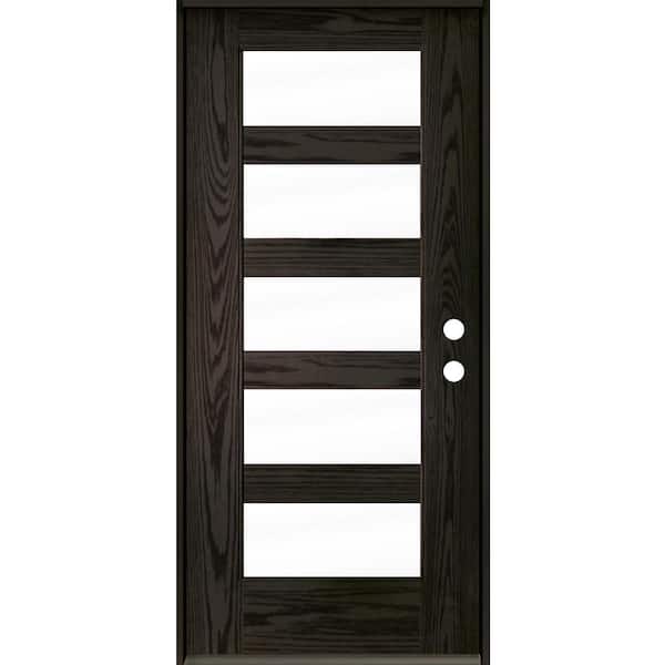 ASCEND Modern 36 in. x 80 in. 5-Lite Left-Hand/Inswing Clear Glass Baby Grand Stain Fiberglass Prehung Front Door