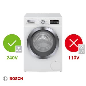 800 24 in. 2.2 cu. ft. 240-Volt White with Chrome Accents High-Efficiency Front Load Smart Washer, ENERGY STAR