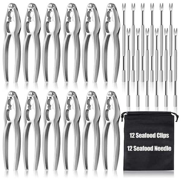 Stainless Steel 24-Piece Zinc Alloy Seafood Crackers Set Crab Leg Nut Crackers Forks Dishwasher Safe