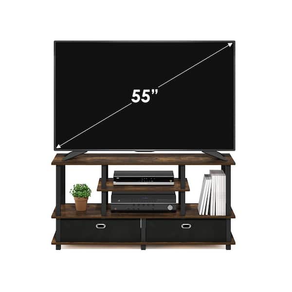 Furinno Jaya Amber Pine/Black/Black TV Stand Entertainment Center