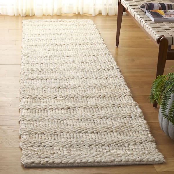 Natural Fiber 2 ft. x 9 ft. Bleach Woven Striped Runner Rug