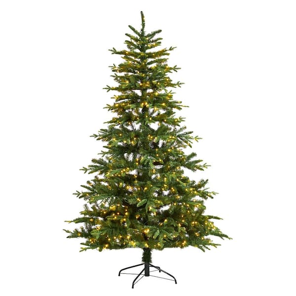 Nearly Natural 7 ft. Montreal Spruce Artificial Christmas Tree with 650 Warm White LED Lights and 1575 Bendable Branches