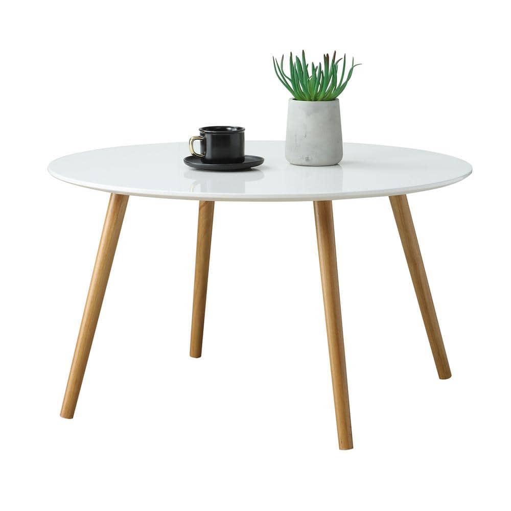 Oslo 32" Round White Gloss Midcentury Modern Coffee Table