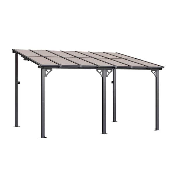 Sizzim 14 ft. x 12 ft. Outdoor Aluminum Wall-Mounted Gazebo Pergola for Patio Covers