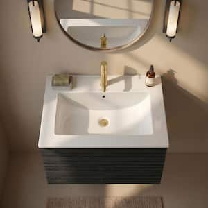 24 in. Ceramic Single Faucet Hole Vanity Top in White with White Basin