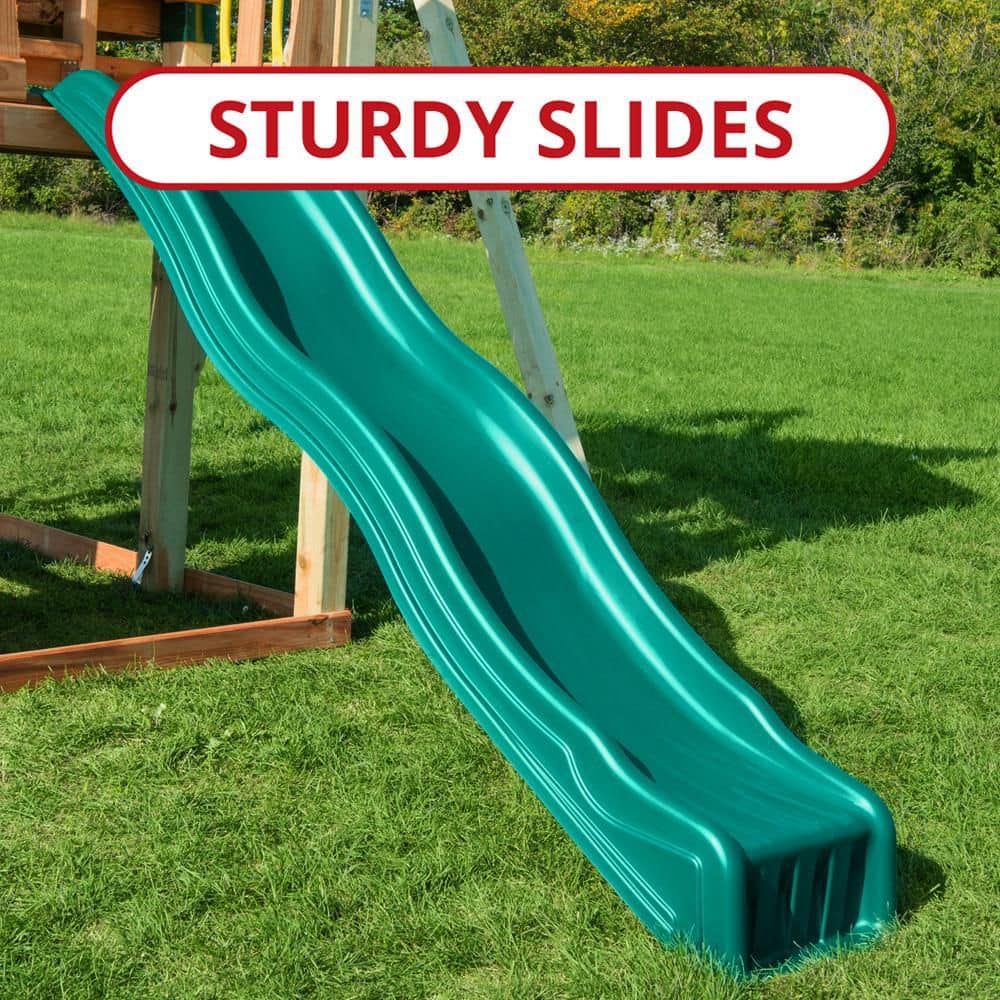 Knightsbridge Deluxe Wooden Backyard Swing Set with Slides and Swings