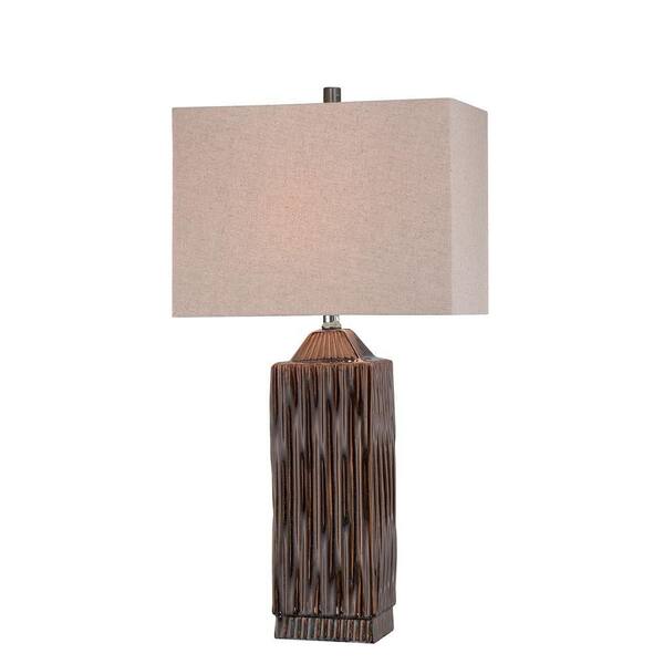 Illumine 29.25 in. 1-Light Brushed Dark Walnut Table Lamp