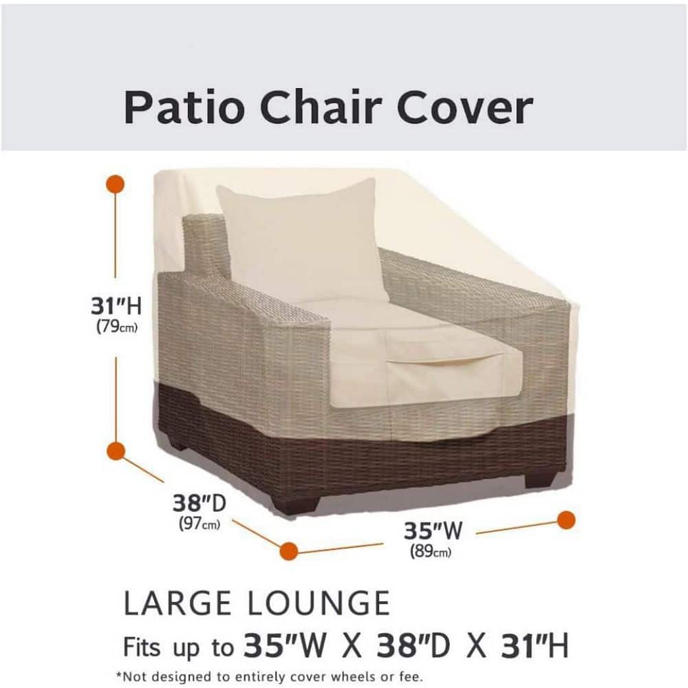 Large Beige and Brown Waterproof Patio Chair Covers with Elastic Hem Cord