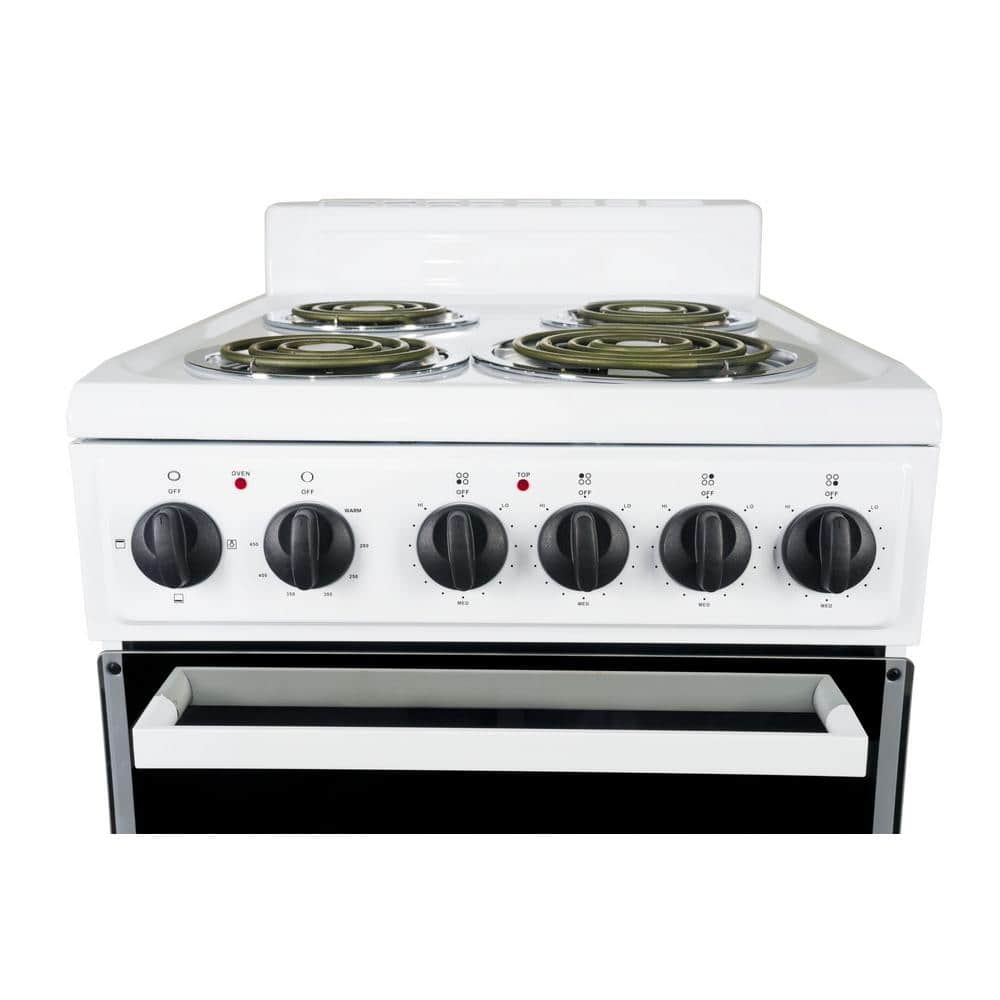 Premium White 20" Freestanding Electric Range with 4 Burners