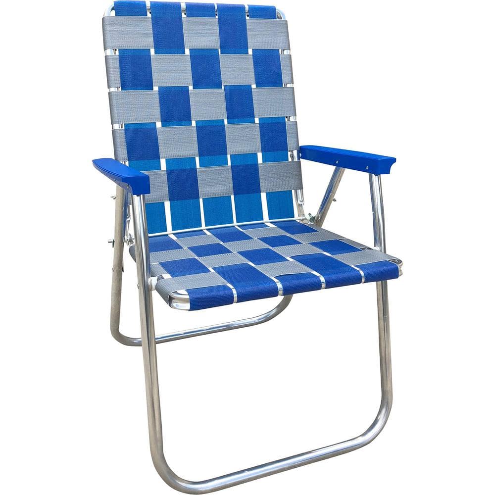 Durable Blue And Silver Aluminum Lightweight Stackable Folding Lawn Chair