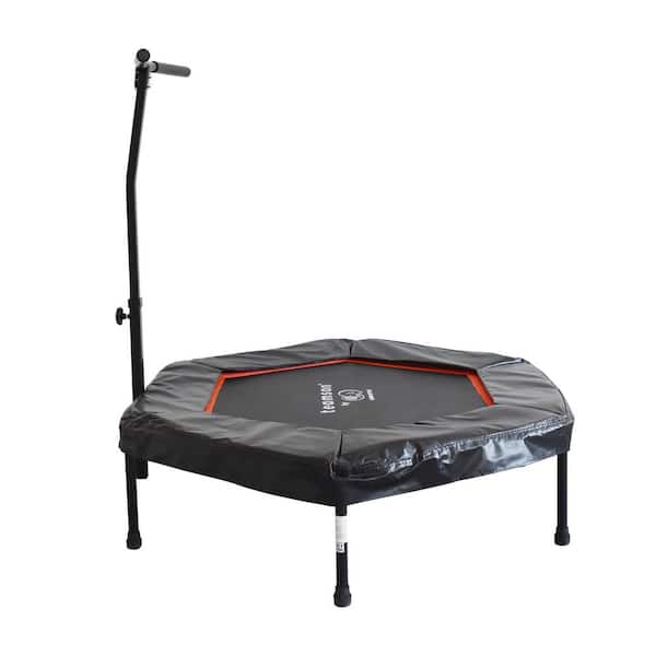 50 in. Hexagonal Fitness Trampoline with Handlebar, Red