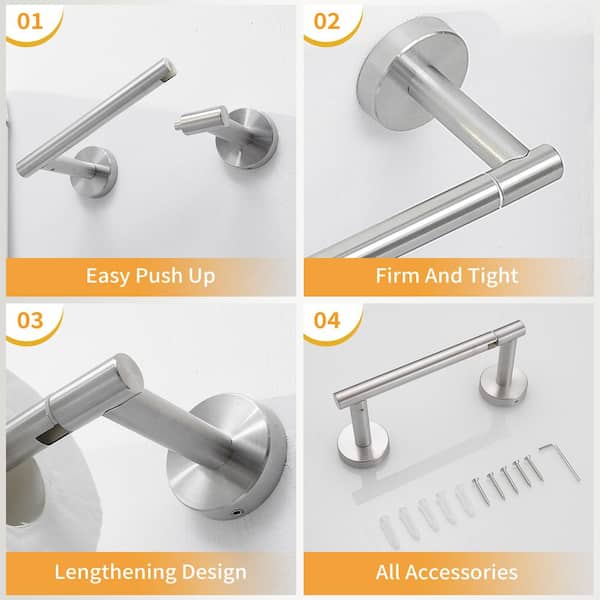 2-Piece Bath Hardware Set with Towel Ring Toilet Paper Holder Toilet Paper Roll Holder in Brushed Nickel