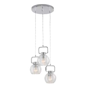 3-Light Chrome Pendant with Clear Glass Shades