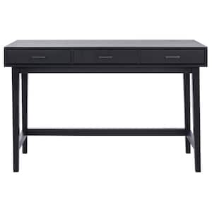 Hawthorn 47.3 in. Black Wood 3-Drawer Writing Desk