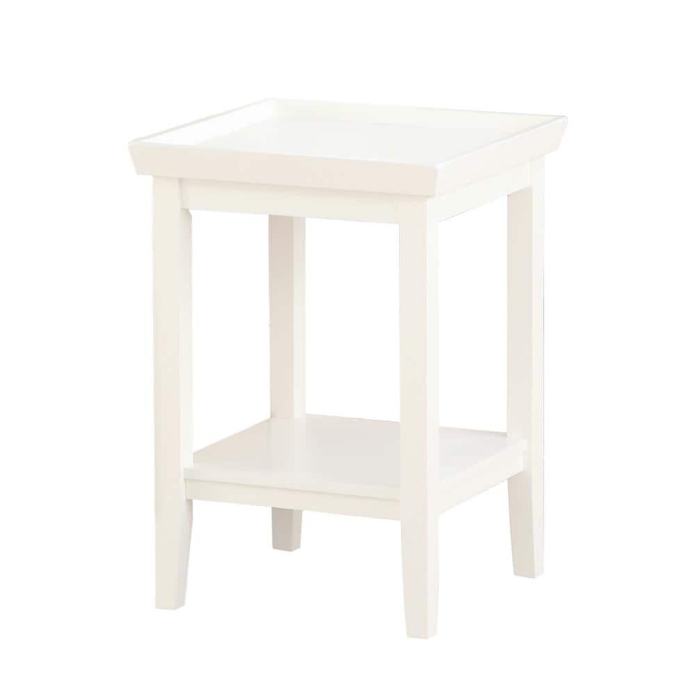 Convenience Concepts Ledgewood 18 in. White 26 in. Square Wood End Table  with Shelf V2-124 The Home Depot