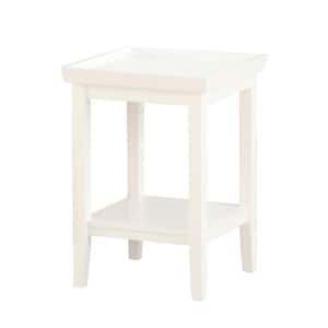 Ledgewood 18 in. White 26 in. Square Wood End Table with Shelf