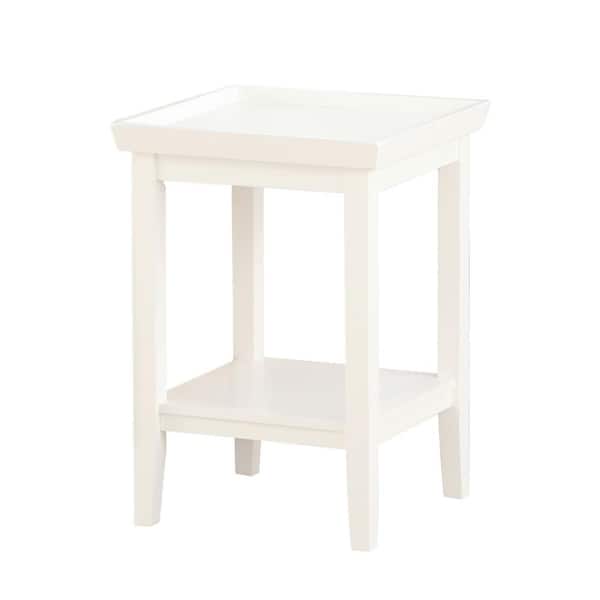 Convenience Concepts Ledgewood 18 in. White 26 in. Square Wood End Table with Shelf