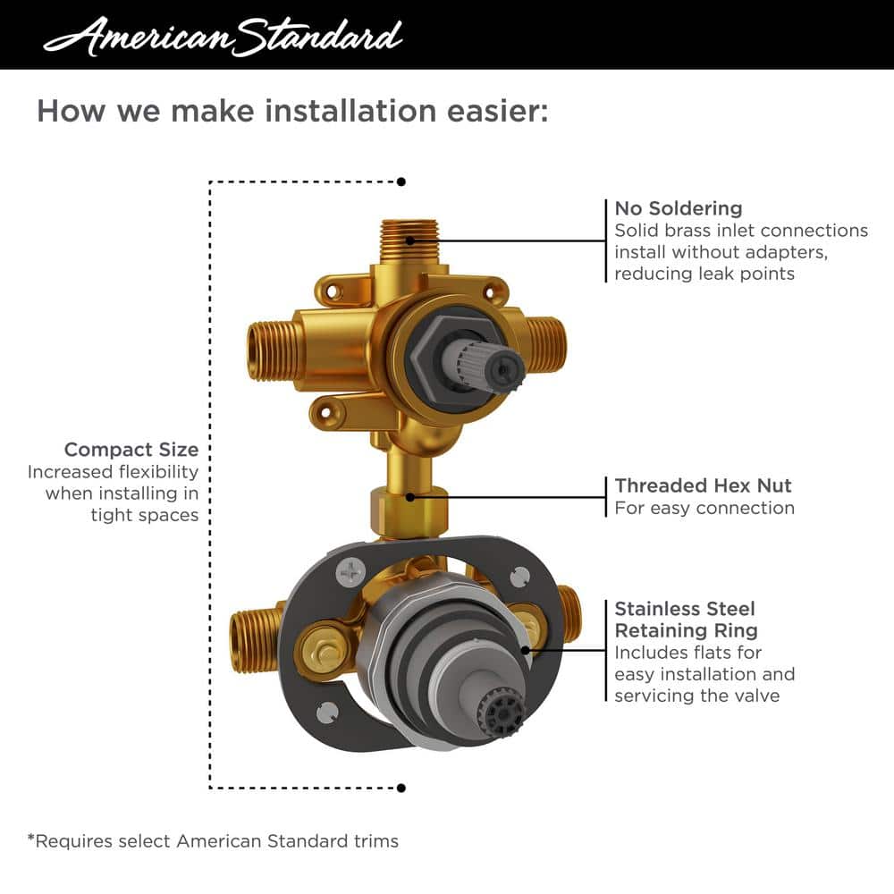 Flash Brass 3-Way Integrated Shower Diverter Valve