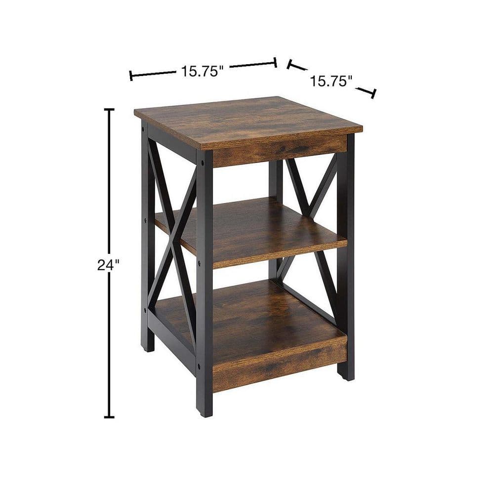 Oxford Barnwood and Black Rectangular Wood Metal End Table