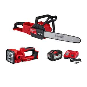 M18 FUEL 16 in. 18-Volt Lithium-Ion  Brushless Battery Chainsaw Kit with M18 1250 Lumens Search Light (2-Tool)