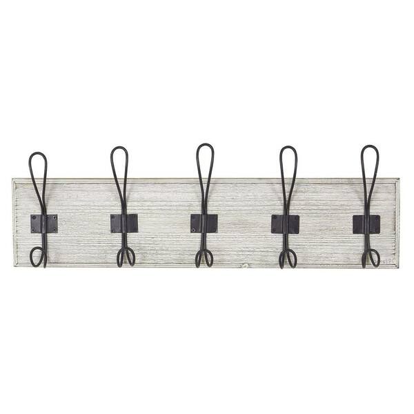 Unbranded White Coat Hat Wooden Rack Wall Mounted with 5-Hooks