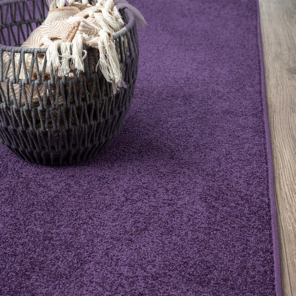 Haze Solid Purple 3' x 5' Easy Care Synthetic Area Rug