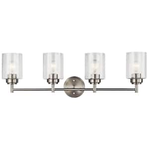 Winslow 4.75 in. 4-Light Brushed Nickel Bathroom Vanity Light with Seeded Glass Shade