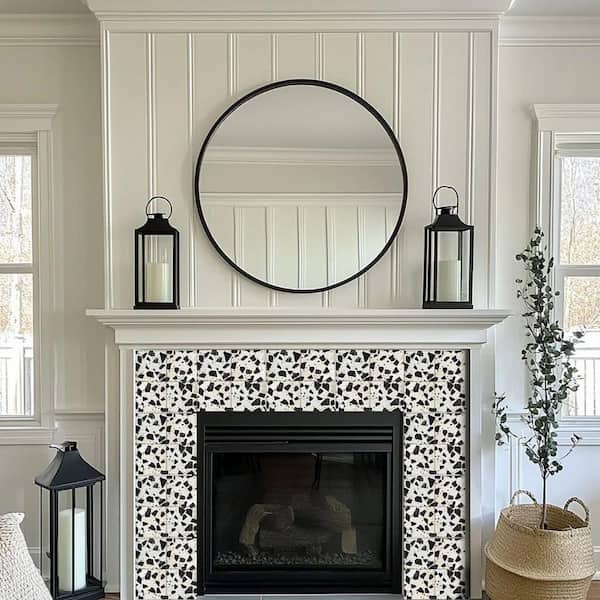 Black and White T11 7 in. x 7 in. Vinyl Peel and Stick Tile (24 Tiles, 8.17 sq. ft. /pack)