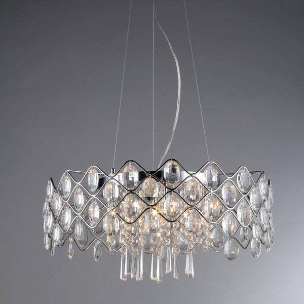 Warehouse of Tiffany Persephone 10-Light Chrome Chandelier with Shade