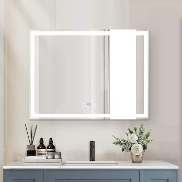 48 in. W x 36 in. H Rectangular Aluminum Framed Wall Bathroom Vanity Mirror  in Clear with Dimmable & Anti-Fog Function MSWY-1 - The Home Depot