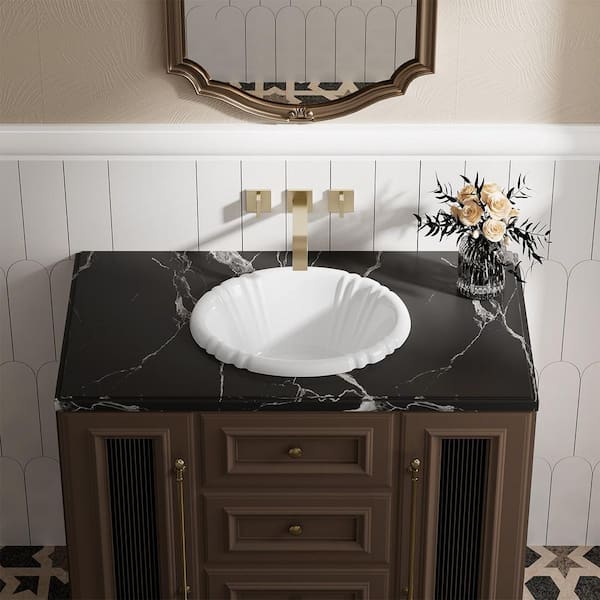 UNIKE Lotus 17-2/5 in. Drop-in Vitreous China Bathroom Sink in White With Overflow