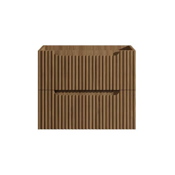 24 in. Modern Single Floating Bath Vanity Cabinet without Top with 2 Storage Drawers in Walnut