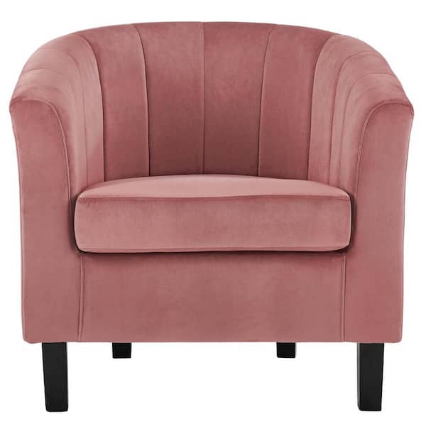 MODWAY Prospect Dusty Rose Channel Tufted Upholstered Velvet Armchair